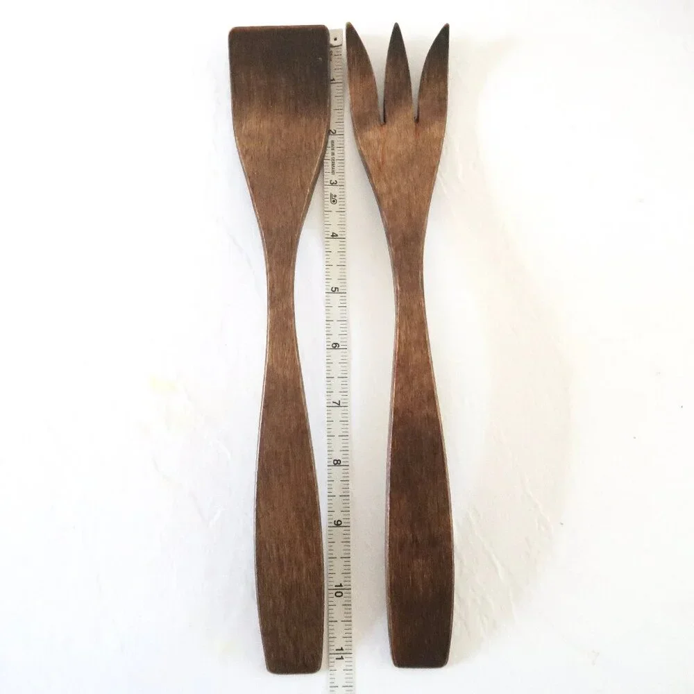 MID CENTURY Wood salad server set